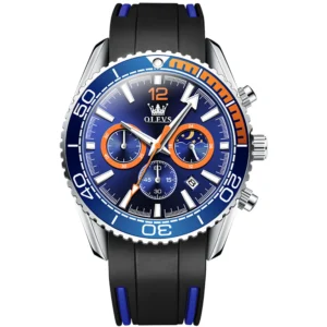 OLEVS 9916 Mens Watches Chronograph Waterproof Luminous Silicon Strap Multifunction Watches for Men