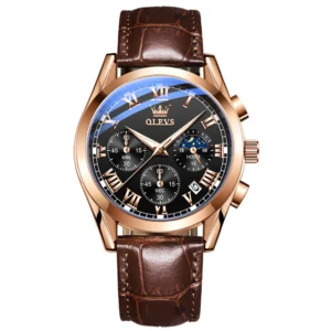 OLEVS 2871 Mens Watches Brown Black Chronograph Fashion Watch