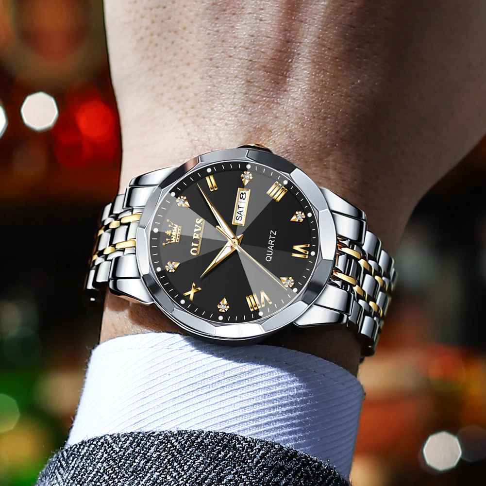 OLEVS 9931 Watches for Men Diamond Dress Luxury Casual Fashion Wrist Watch Waterproof Luminou - Image 3