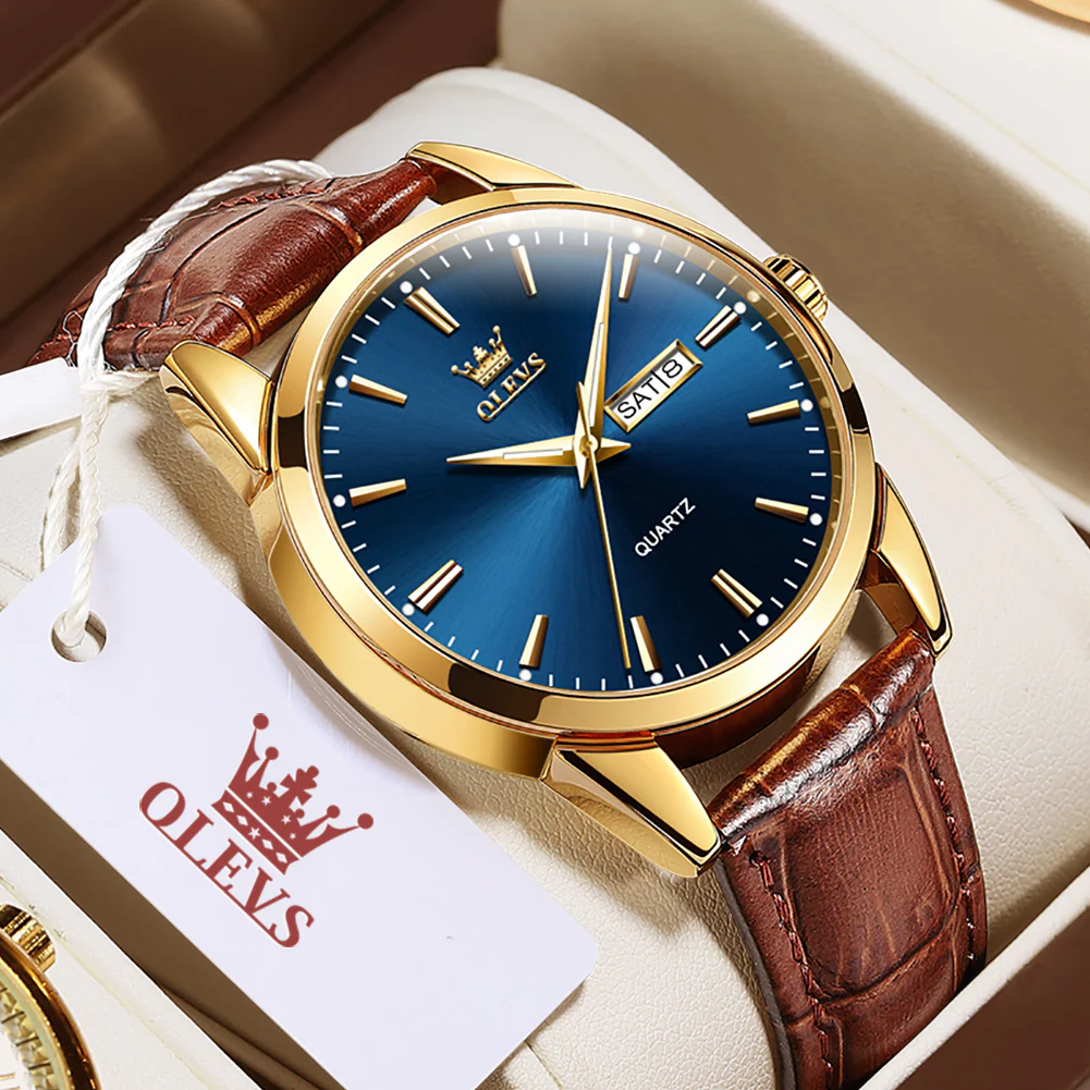 OLEVS 6898 Men's Chronograph Quartz Watch: Trendy Leather Strap Case - Image 3