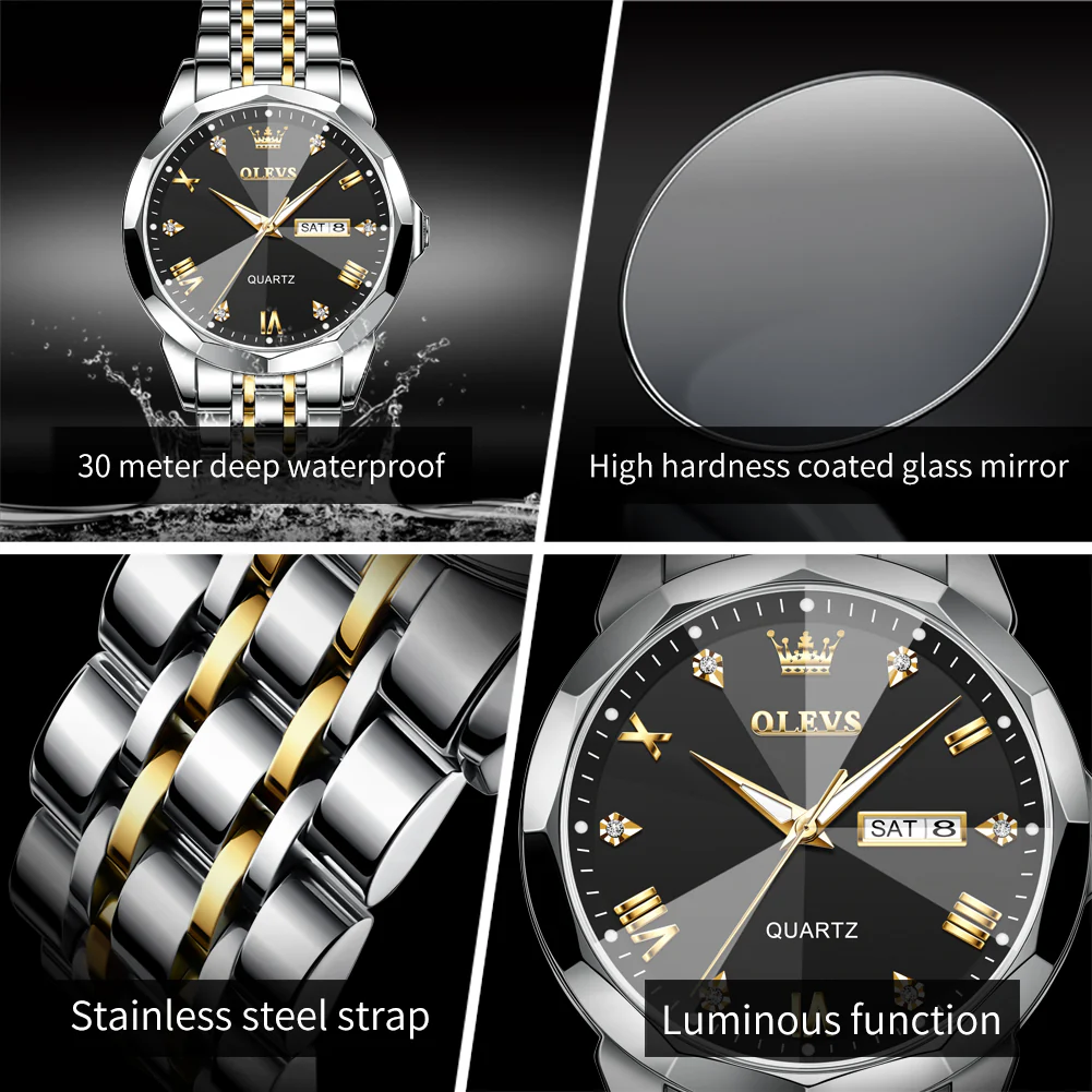 OLEVS 9931 Watches for Men Diamond Dress Luxury Casual Fashion Wrist Watch Waterproof Luminou - Image 5