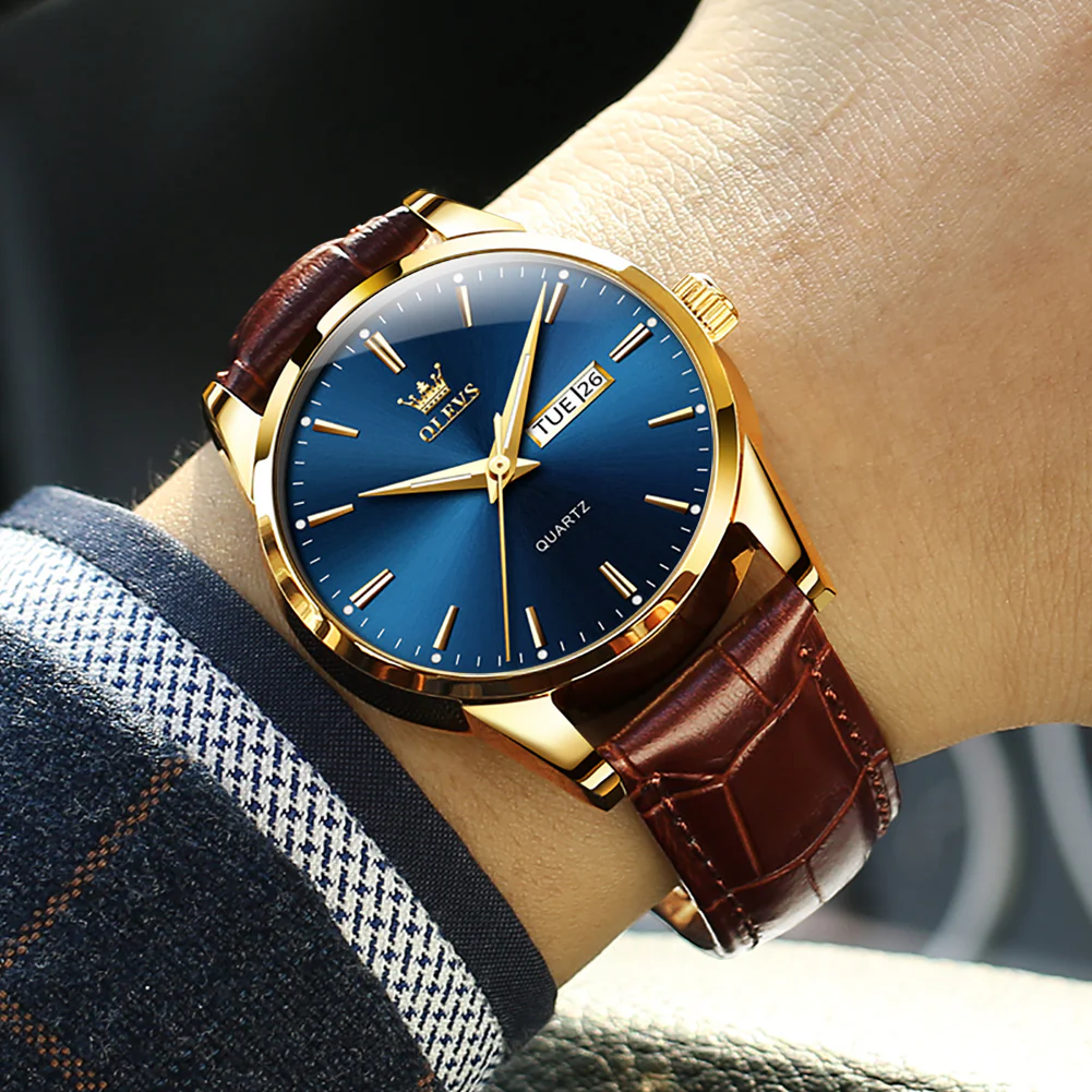 OLEVS 6898 Men's Chronograph Quartz Watch: Trendy Leather Strap Case - Image 5